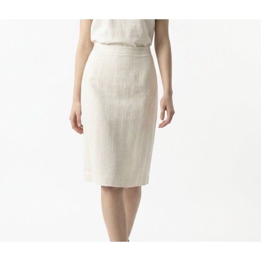 Women's A-Line Midi Skirt Cream Size 10 Lined